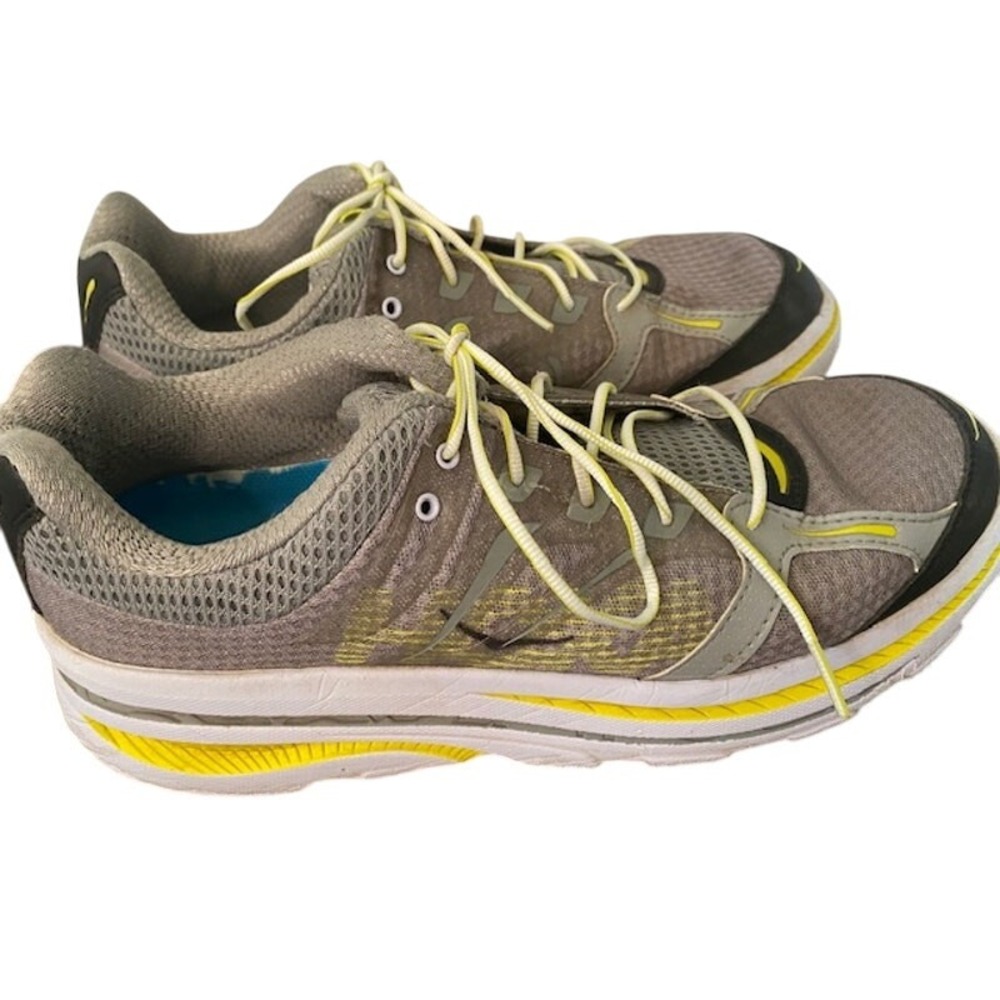 Hoka One One Time to Fly Bondi Running Shoes - Gray/Yellow - Men Size: 12 M